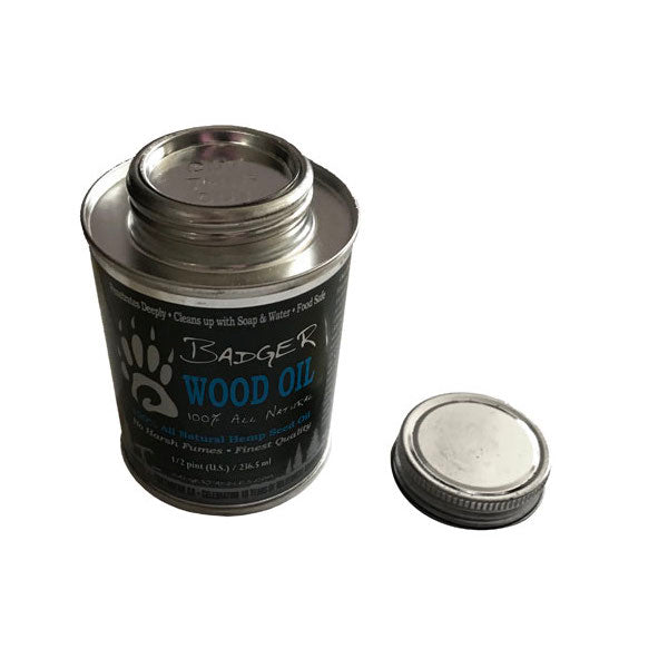 Badger wood oil with cap removed