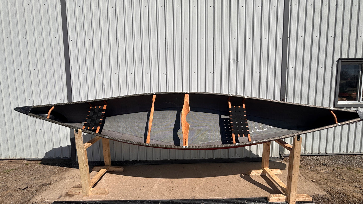 RHEAUME 16'6 PROSPECTOR CARBON TWO TONE RED / WHITE CANOE