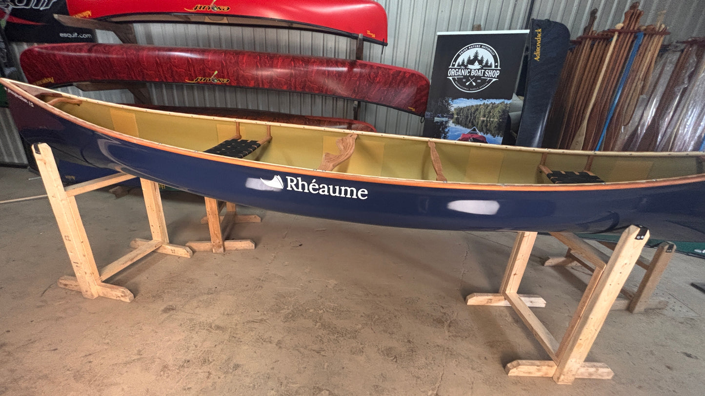 RHEAUME 15' PROSPECTOR KEVLAR CANOE  (Navy with Cherry gunnels)