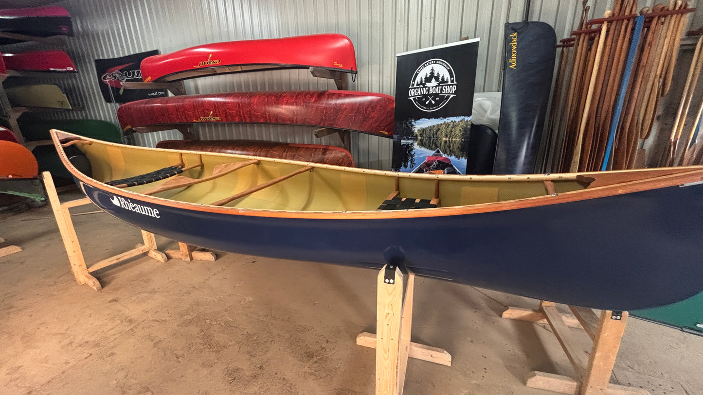 RHEAUME 15' PROSPECTOR KEVLAR CANOE  (Navy with Cherry gunnels)