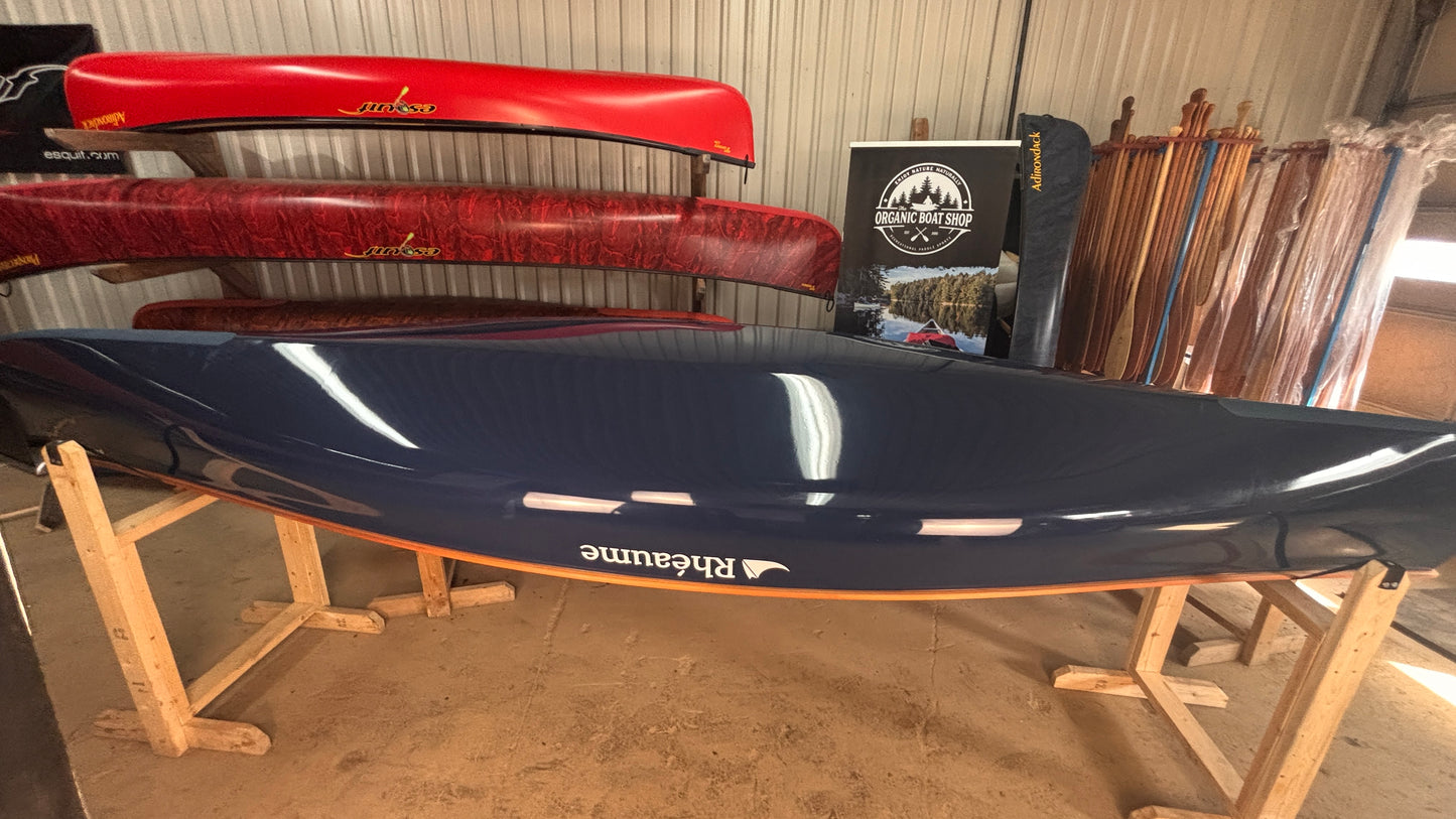 RHEAUME 15' PROSPECTOR KEVLAR CANOE  (Navy with Cherry gunnels)