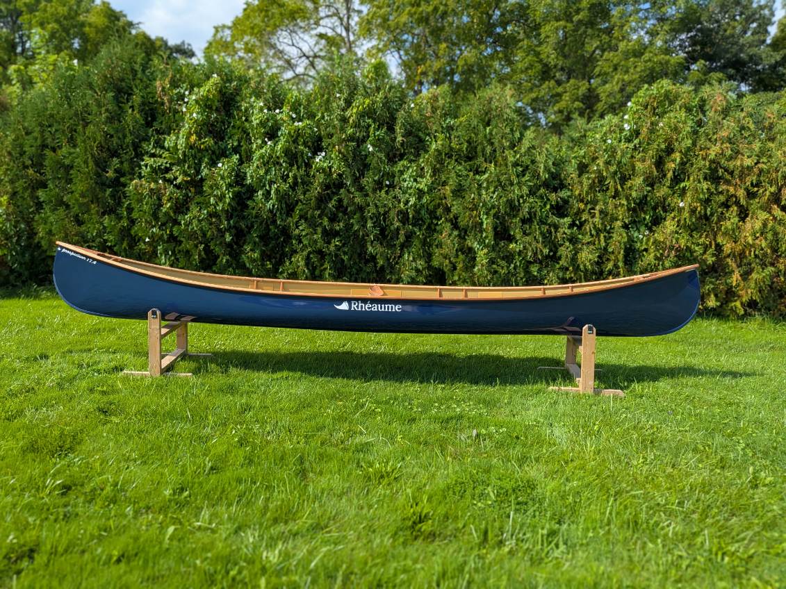 RHEAUME 15' PROSPECTOR KEVLAR CANOE NAVY W/ COMPOSITE GUNWALES