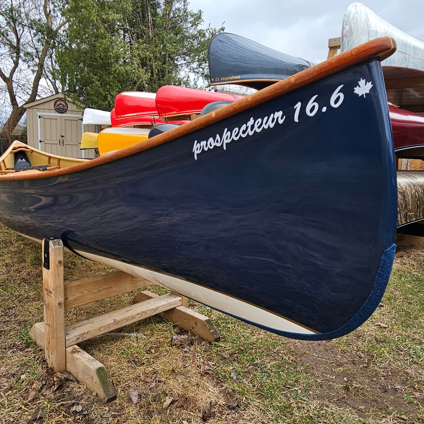 Rheaume Prospector 16'6" Kevlar Canoe with Wood Trim