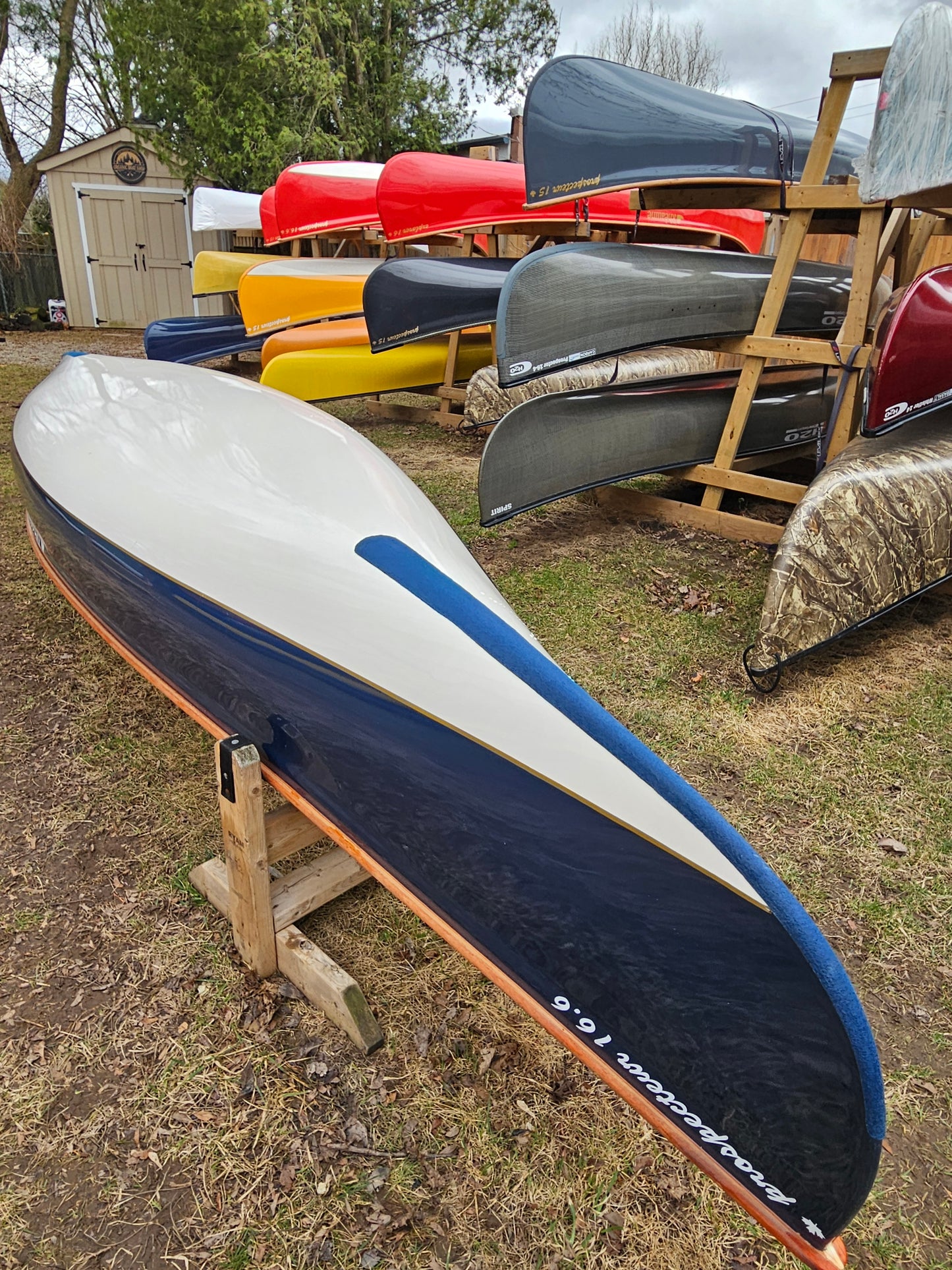 Rheaume Prospector 16'6" Kevlar Canoe with Wood Trim